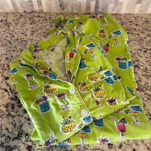 The Company Store 100% Cotton Lime Green Tropical Print Pajamas